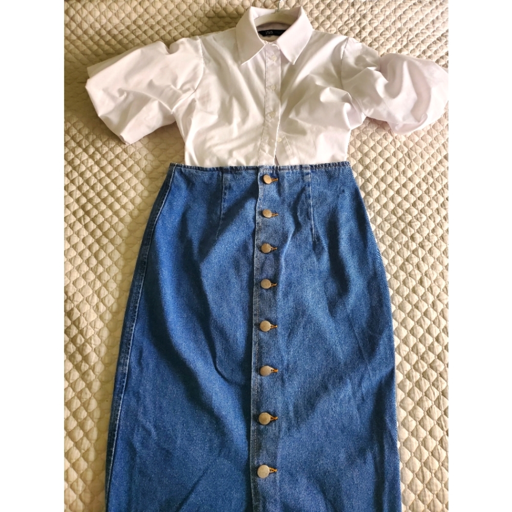 Asos Denim button down pencil skirt